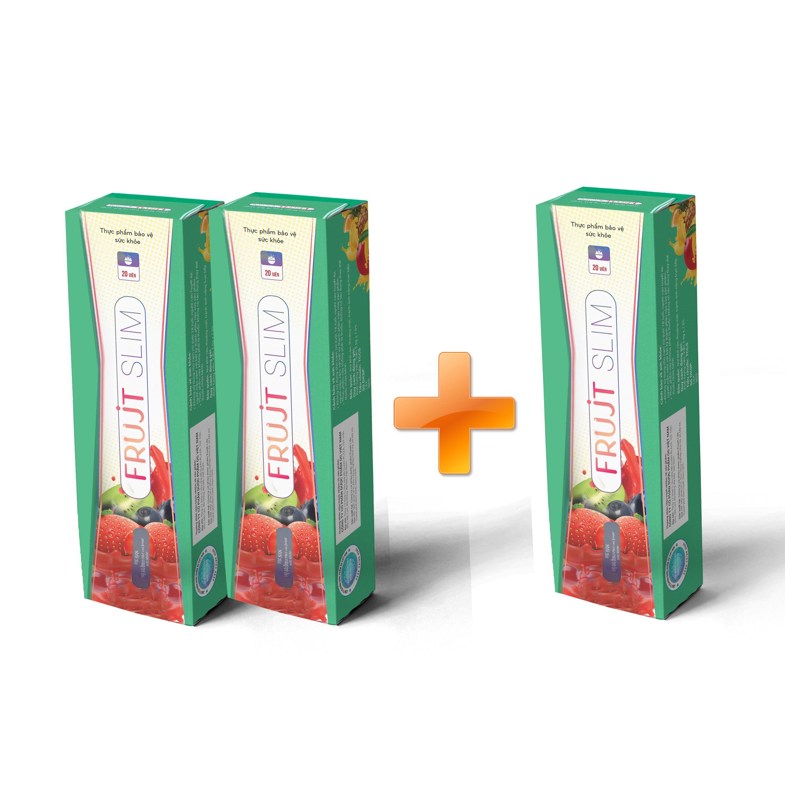 Combo 2 Thực phẩm Viên sủi FRUJT SLIM Hỗ trợ giảm cân dành cho người lớn + Tặng kèm sản phẩm cùng loại