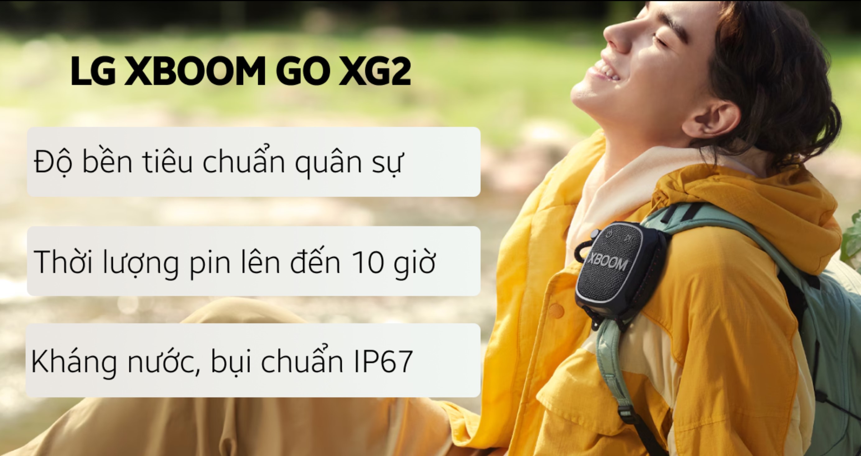 Loa Bluetooth di động LG XBOOM GO XG2, Kháng nước IP67 - Hàng chính hãng