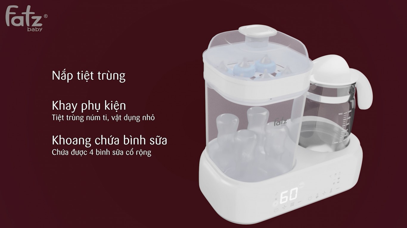 Máy đa năng điện tử (ALL-IN-ONE) Fatzbaby tiệt trùng sấy khô hâm sữa đun nước Multimax 2 FB9013SL