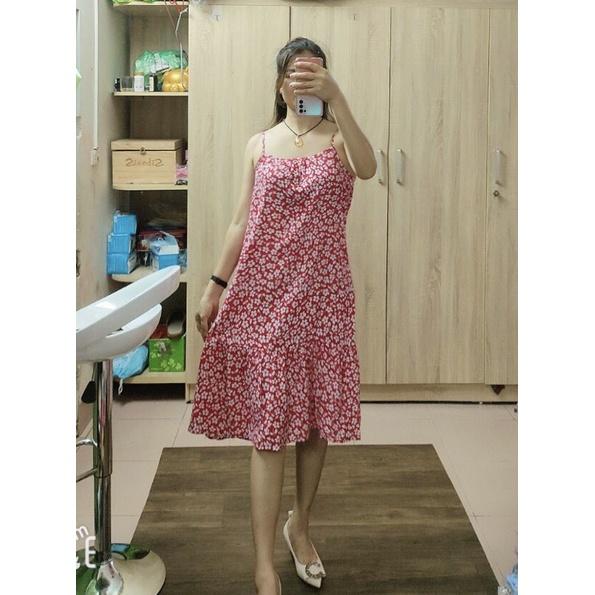 Váy lanh 2s hai dây đuôi cá vải lanh Việt Thắng bền đẹp