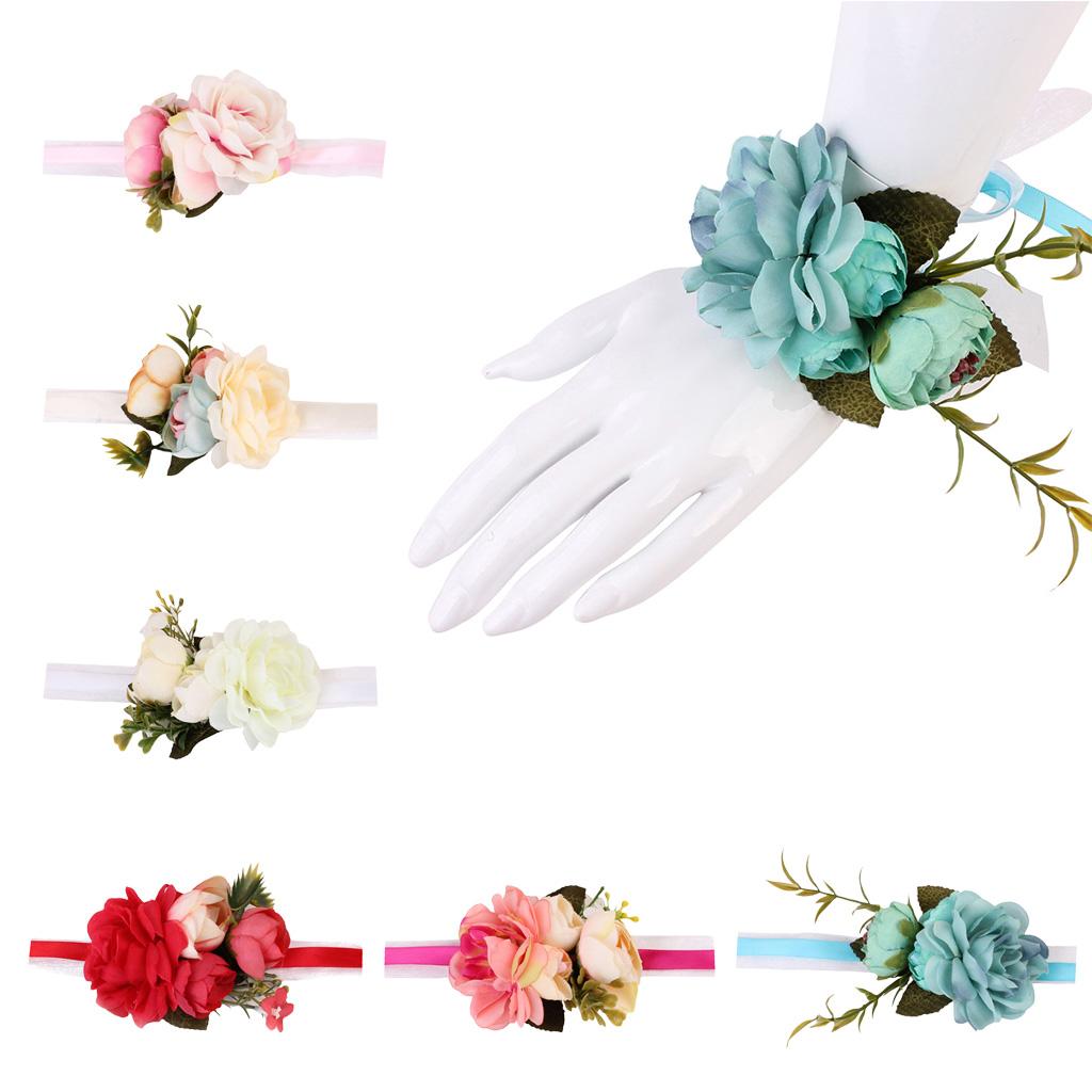 Bridal Wrist Corsage Bridesmaid Hand Flower Wedding Prom Party Decor