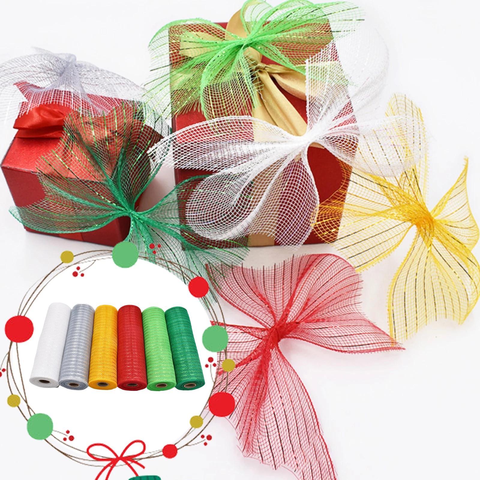 6 Rolls 10"x10 yds Mesh Ribbon Foil Rolls Wreath Decors