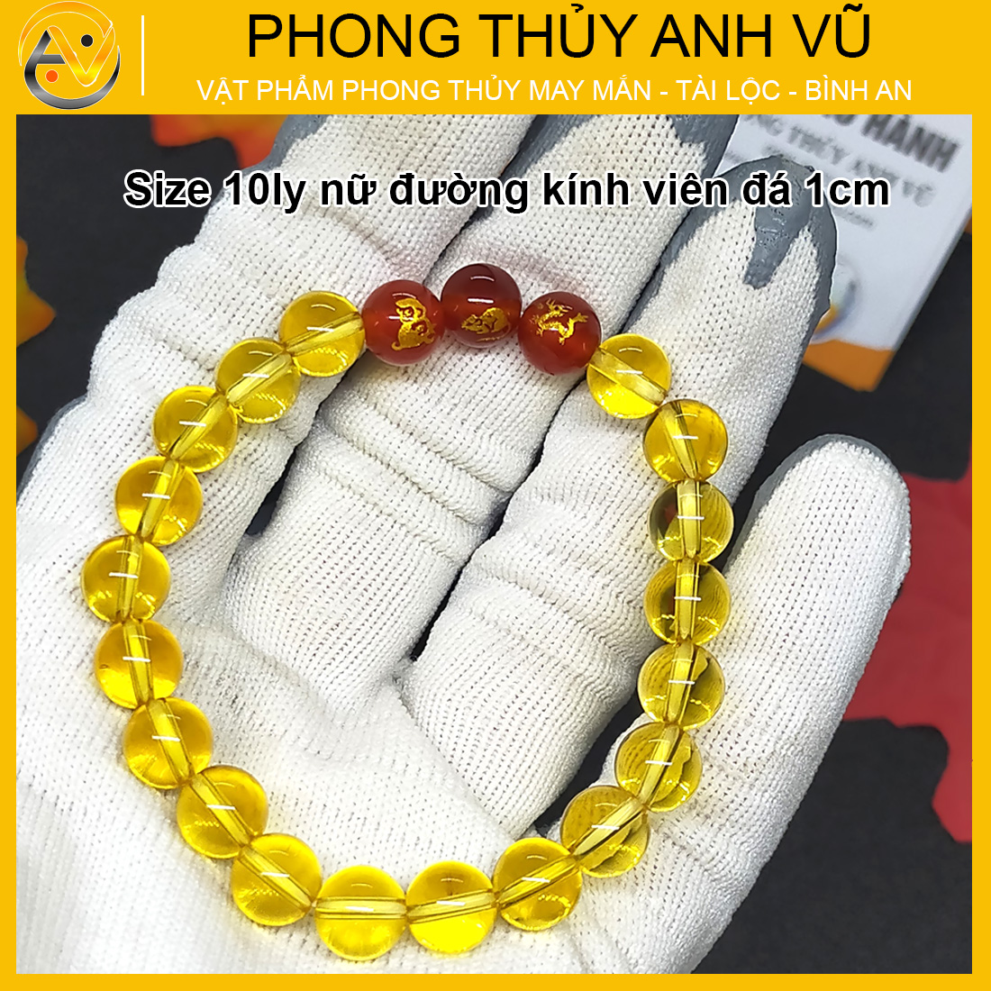 Vòng tay thạch anh vàng tam hợp thân tý thìn đã khai quang - size 8 10ly - may mắn tài lộc - Vòng Tam Hợp Anh Vũ