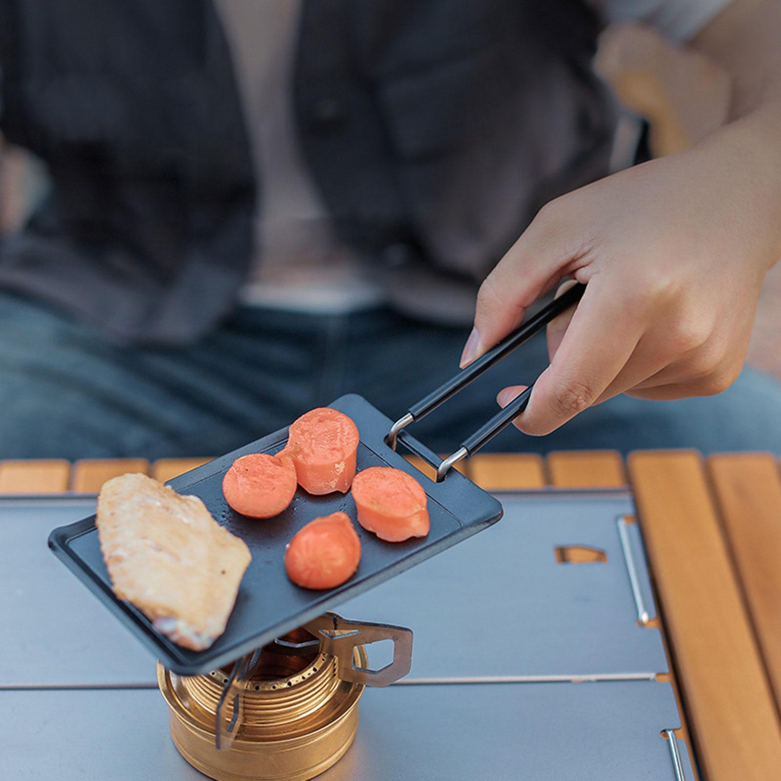 Grill Pan Barbecue Plate Griddle Pan with Handle Frying Pan Steak Pan for Picnic Cooking Outdoor Camping