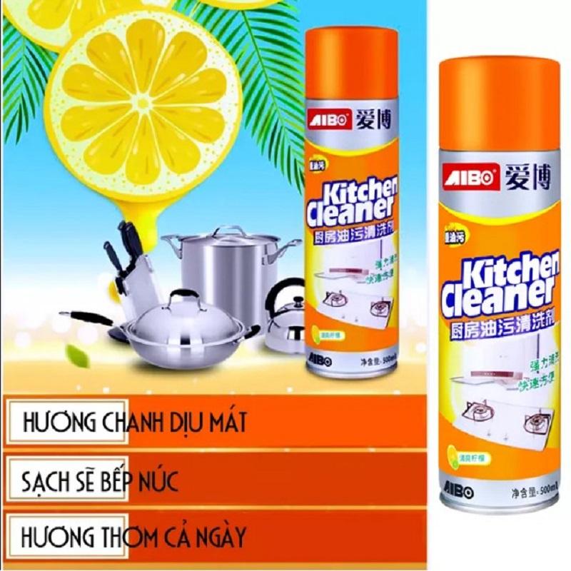 Bình Xịt Tẩy Rửa Vệ Sinh Nhà Bếp Đa Năng Siêu Sạch KITCHEN CLEANER Màu Cam, Dung Tích 500ml