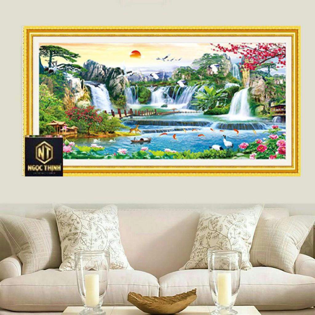 FreeShip từ 250K-Tranh đính đá mẫu mới Lưu Thủy Sinh Tài-KT: 200x90
