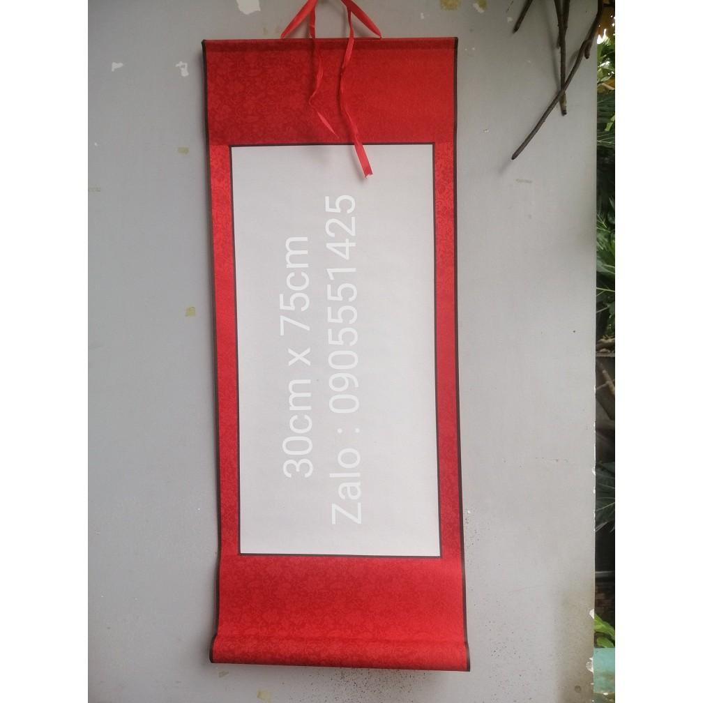 Bộ 2 tấm biểu lụa viết thư pháp 30cm x 75cm.Giấy viết thư pháp. Nghiêng, giấy, bút, mực viết thư pháp.