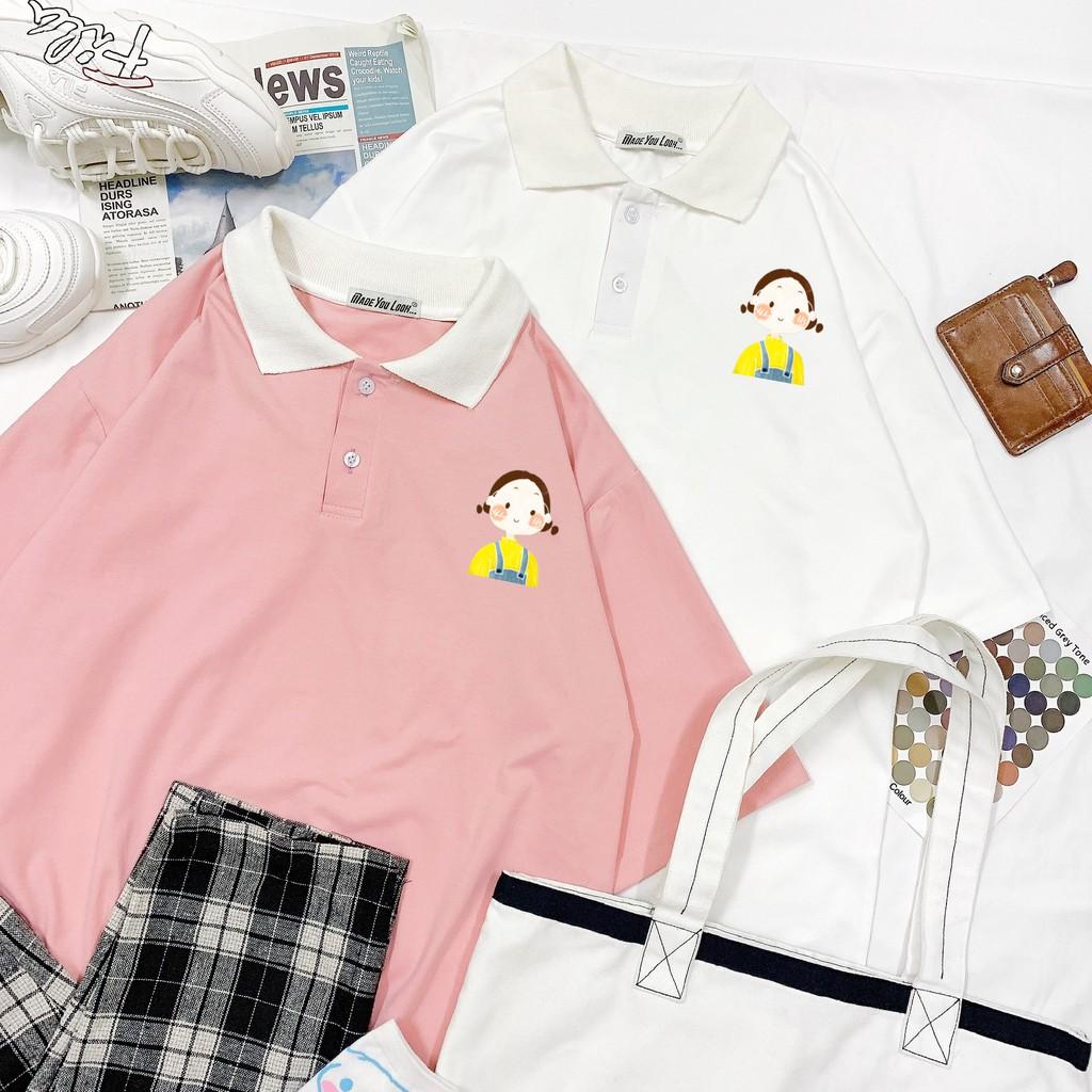 Polo Áo Thun Có Cổ Tay Lỡ Form Rộng Unisex BÉ MẶC YẾM Ulzzang Couple