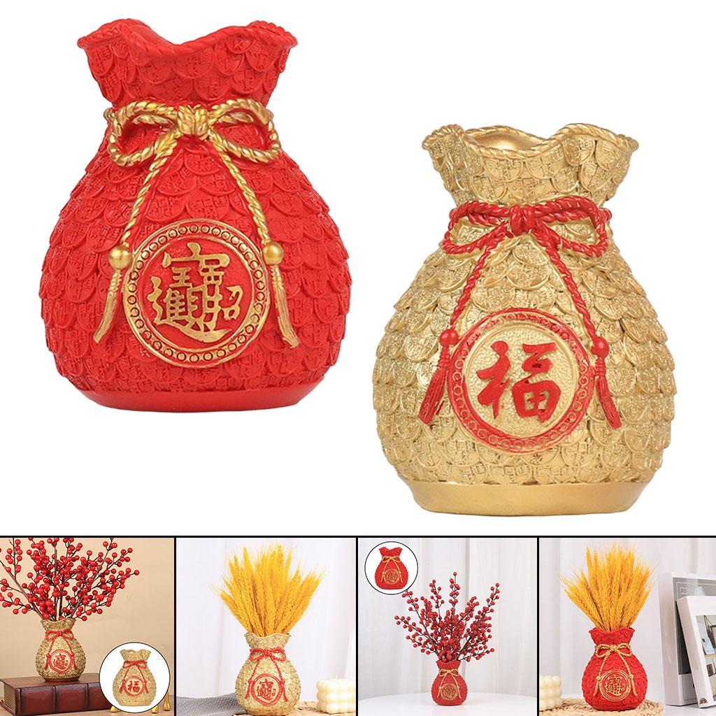 Chinese Flower Vase Planter Pot Feng Shui Decoration Living Room Furnishing Gold
