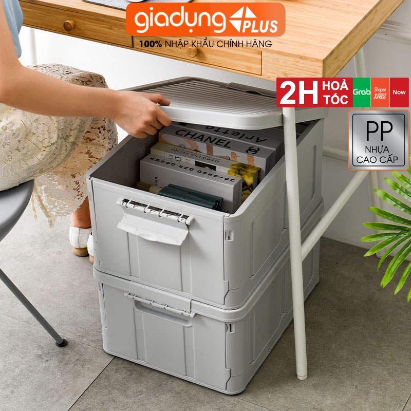 Thùng Nhựa PP Đựng Đồ Gấp Gọn, Có Nắp Đậy Kín Gấp Gọn Thông Minh 38L Đựng Sách, Quần Áo, Đồ Chơi Đa Năng