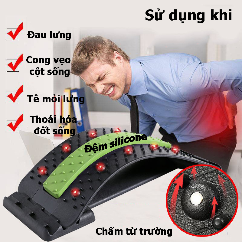 [ Phiên Bản Mới Nhất Đệm Silicone ] Khung Nắn Chỉnh Cột Sống - Định Hình Tư Thế Nằm/Ngồi Chuẩn - 10 Chấm Từ Trường Tác Động Sâu Vào Các Huyệt Đạo - Đẩy Lùi Đau Lưng, Thoát VỊ Đĩa Đệm - Hàng Cao Cấp - Giao Màu Ngẫu Nhiên