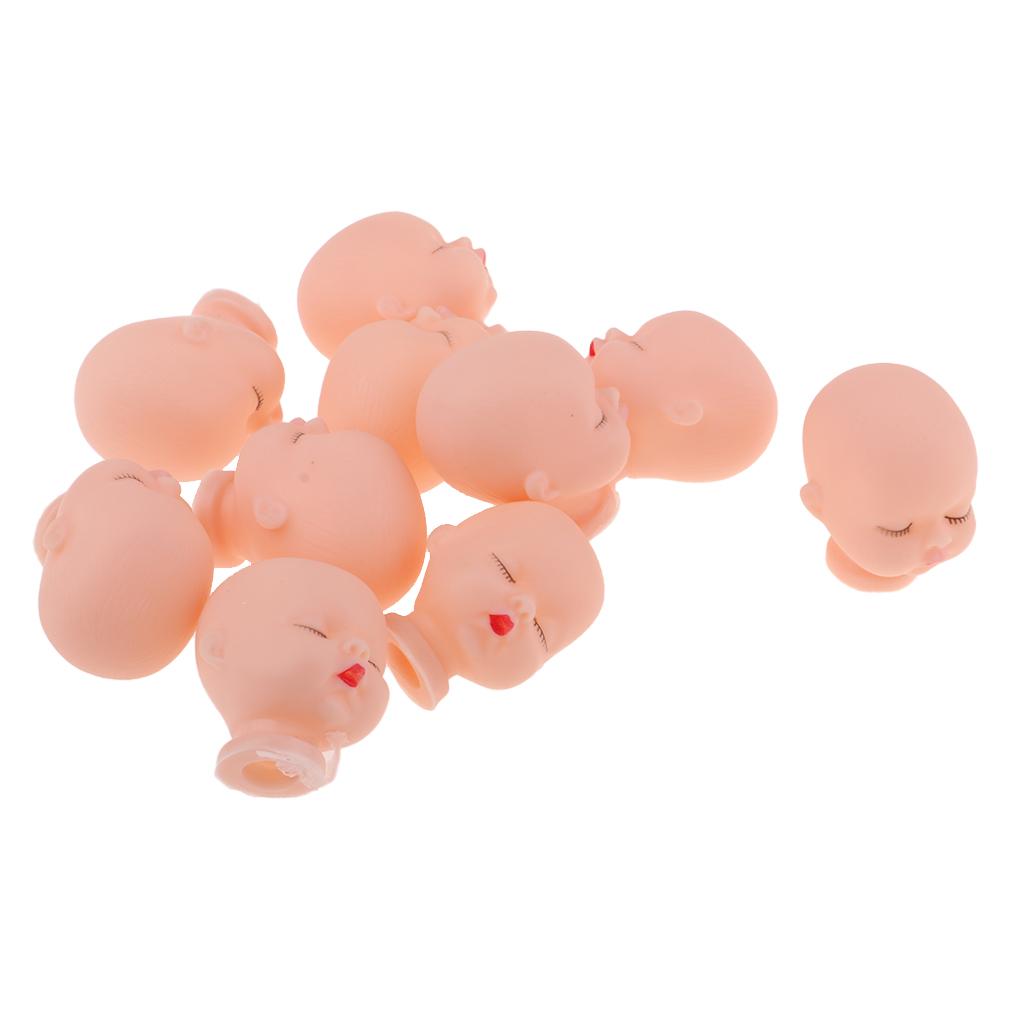 10pcs Lovely Sleeping Baby Head Mold For Mini Keychain Doll Making Accessory