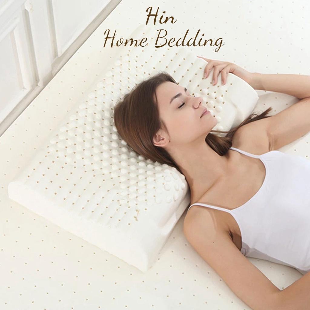 Gối Cao Su Thiên Nhiên Lượn Sóng Kết Hợp Hạt Massage Cao Cấp Hin Home Bedding Gối Nằm Ngủ Cao Cấp