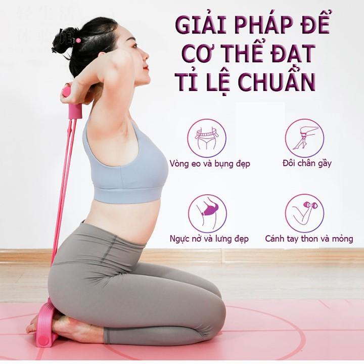 Dây Cao Su Tập Gym Bụng - Dây Kéo Đàn Hồi Kháng Lực 4 Ống Cao Su Tập Thể Dục Đa Năng Tại Nhà