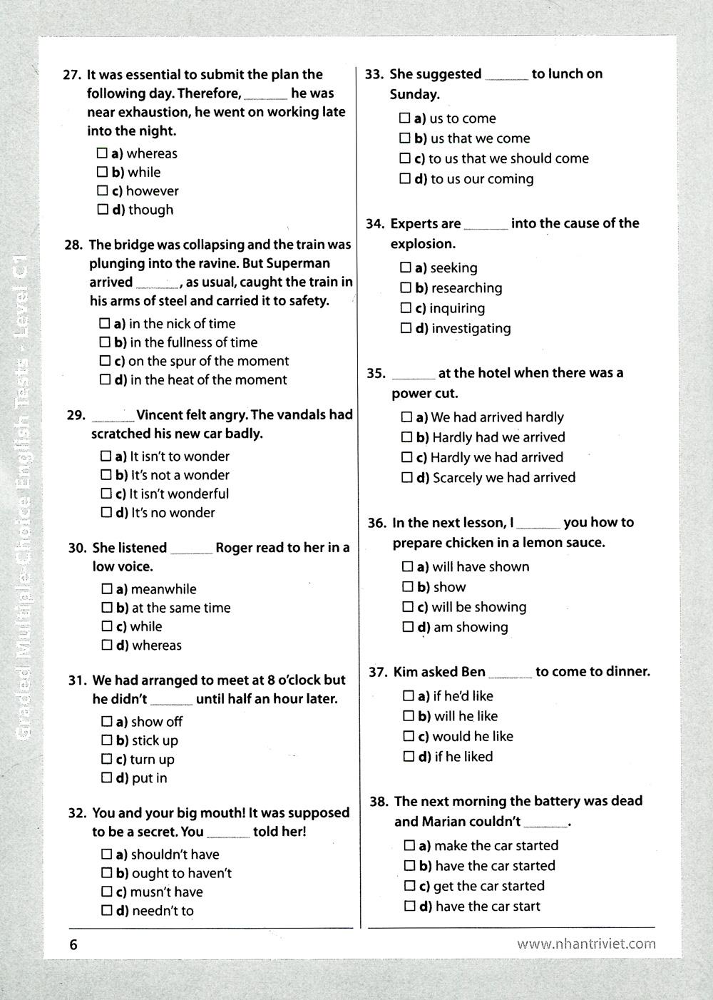 Graded Multiple - Choice English Test Level C1 (Không CD)