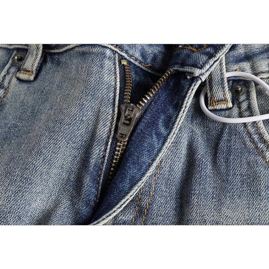 Quần short jean wash bụi phong cách Retro_Vinstage dã ngoại - jean sáng