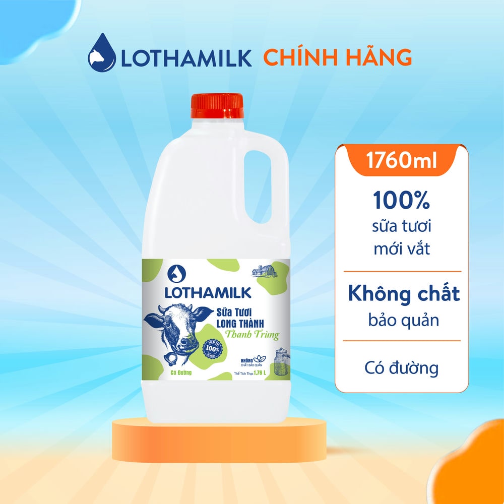 Sữa tươi thanh trùng Lothamilk chai 1760ml