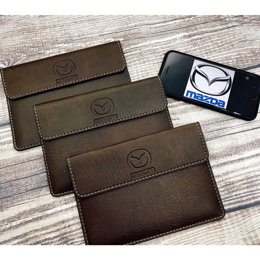 Ví Đựng Giấy Tờ Xe Ô Tô, Ví đựng giấy tờ đăng kiểm ô tô màu nâu Logo hãng xe, Quốc Huy cao cấp tiện lợi