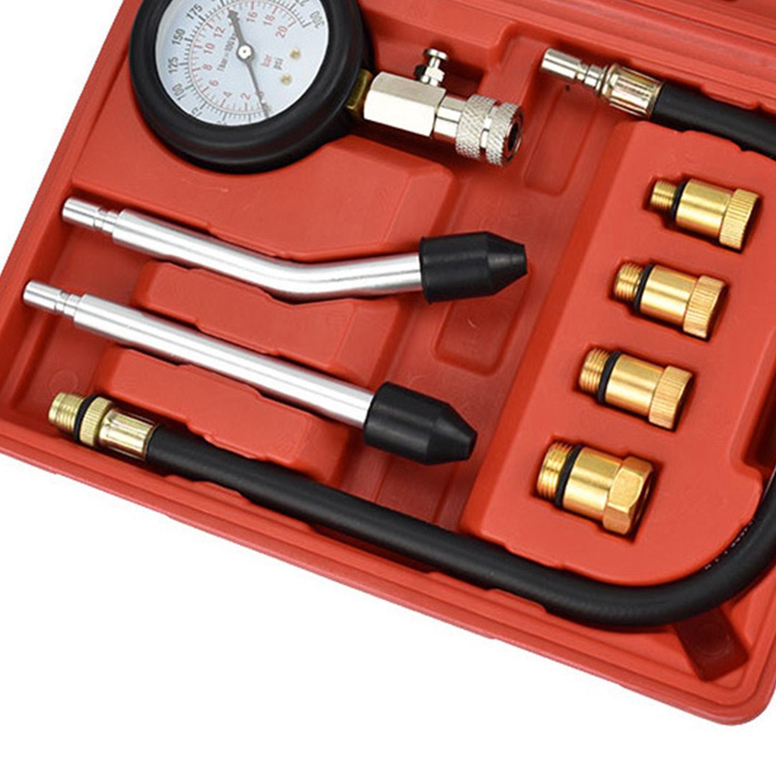 Set of 8 Petrol Engine Cylinder Compression Tester Tool 0-300 PSI Hardware