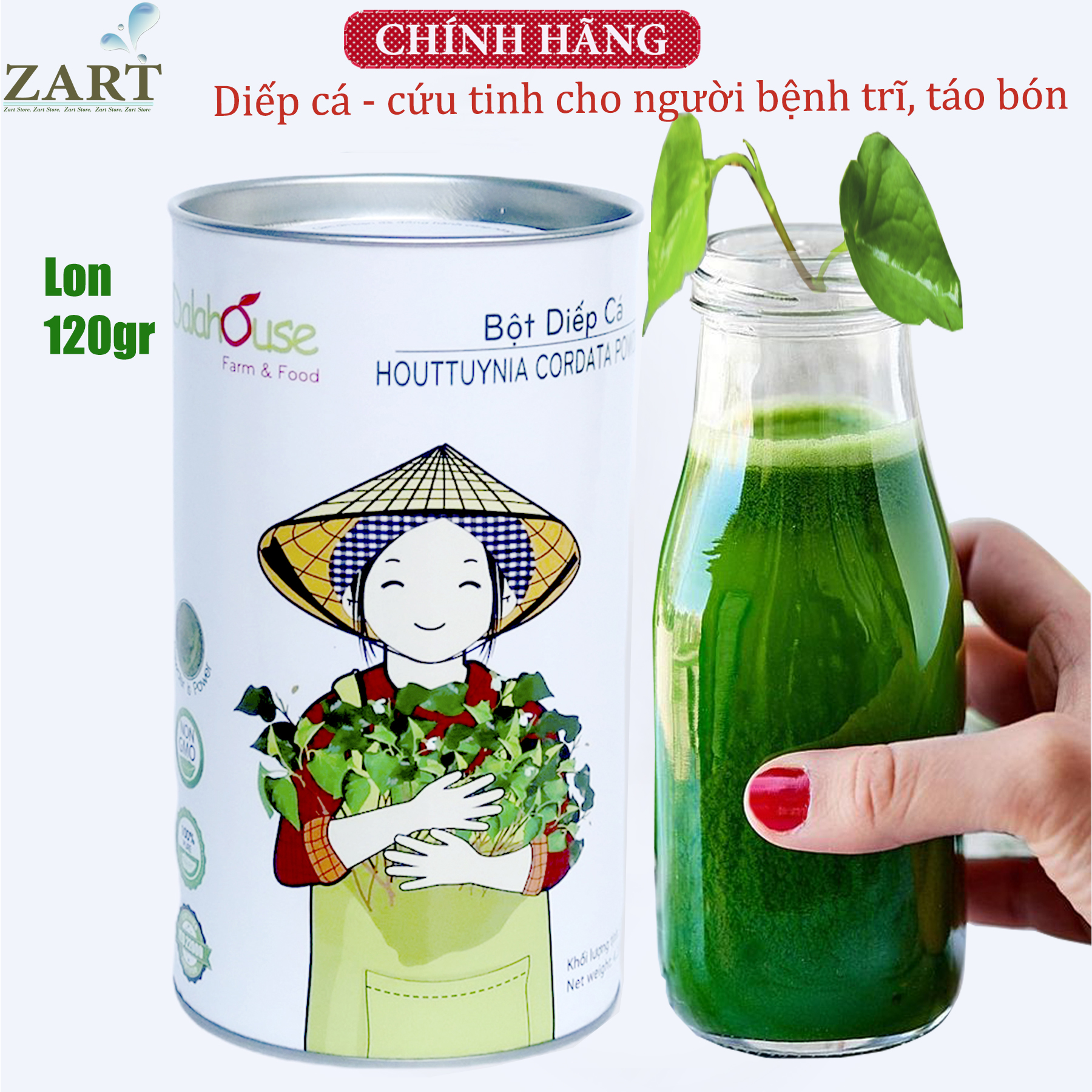 Bột Diếp Cá Nguyên Chất Sấy Lạnh Dalahouse - Hỗ Trợ Điều Trị Trĩ, Táo Bón, Ngừa Mụn, Làm Đẹp Da