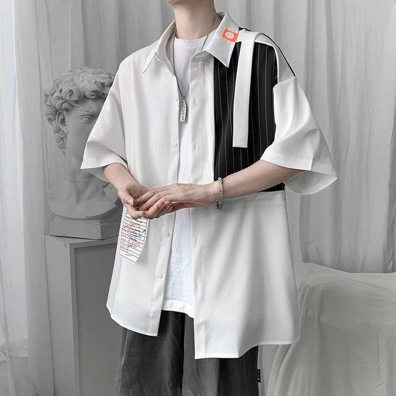 Áo Sơ Mi Tay Ngắn Kẻ Sọc Thời Trang Hàn Quốc Cho Nam