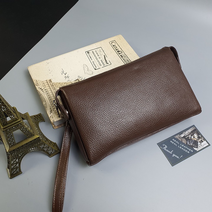 Clutch cầm tay nam da bò thật, Ví nam cầm tay da bò CL130LEA - 100% da bò thật