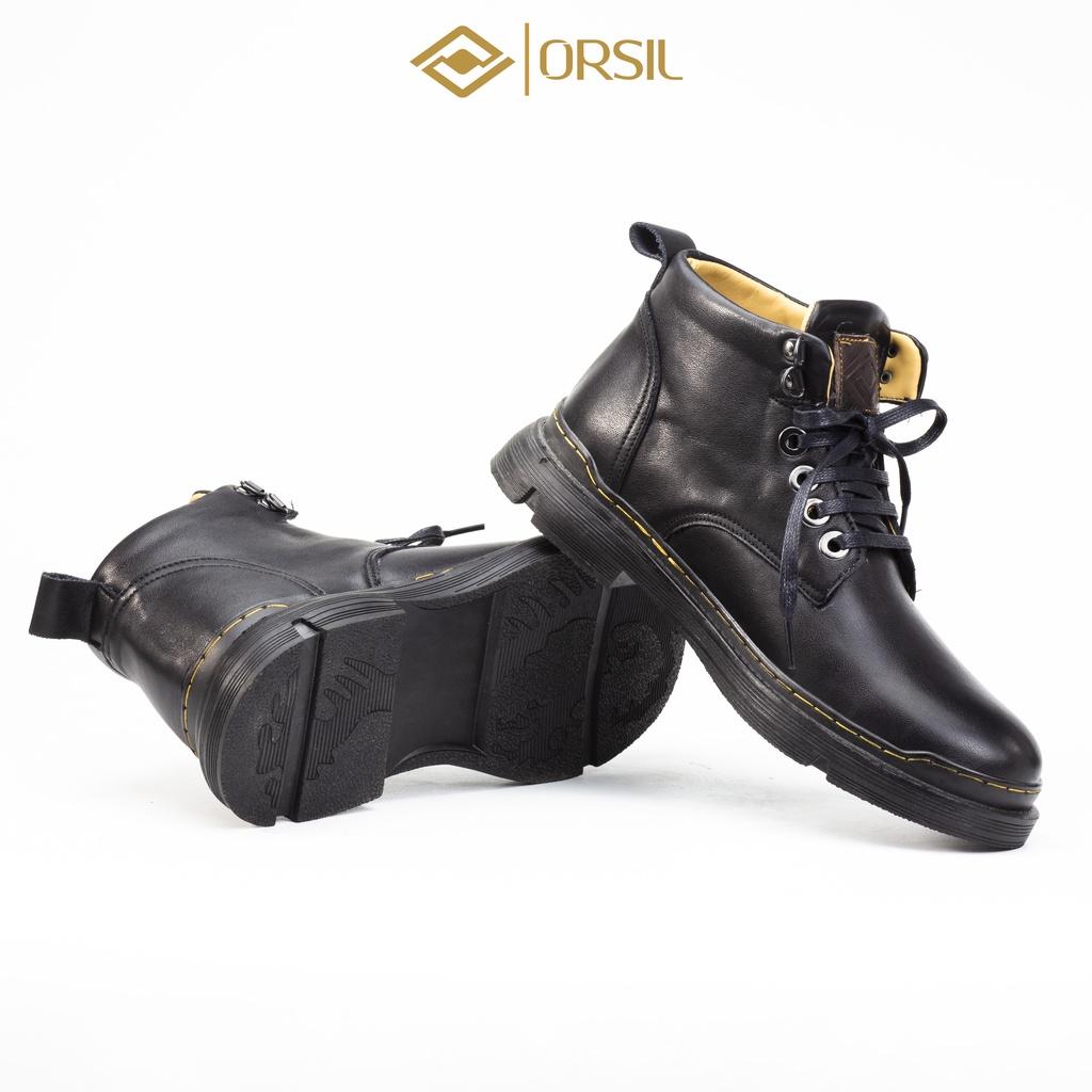Giày boots nam cổ cao da bò cao cấp ORSIL 2 màu đen và nâu