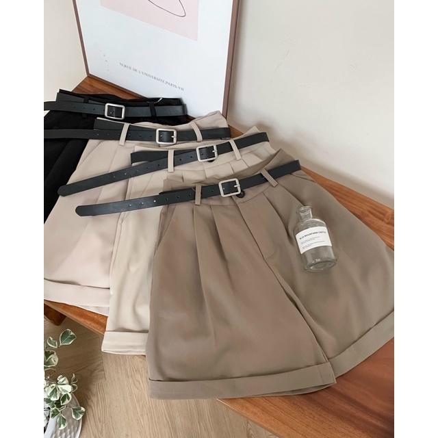 Quần short vải nữ gấu gập thắt lưng 74q18 by germe