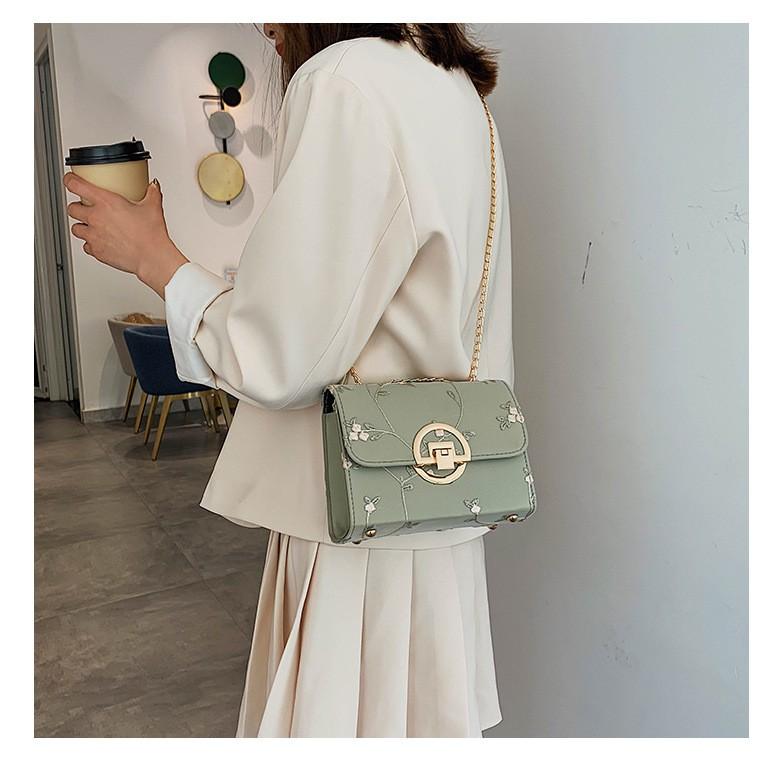 Túi Xách Nữ Khóa Tim Quai Ngọc Vintage Phong Cách Hàn Quốc Đeo Chéo