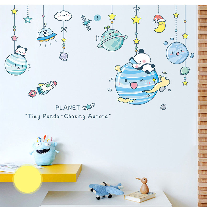 Sticker Giấy Dán Tường Decal Dán tường Tranh Dán Tường Trang Trí Tường Mẫu Hệ Mặt Trời Trong Mắt Bé ZH-1012