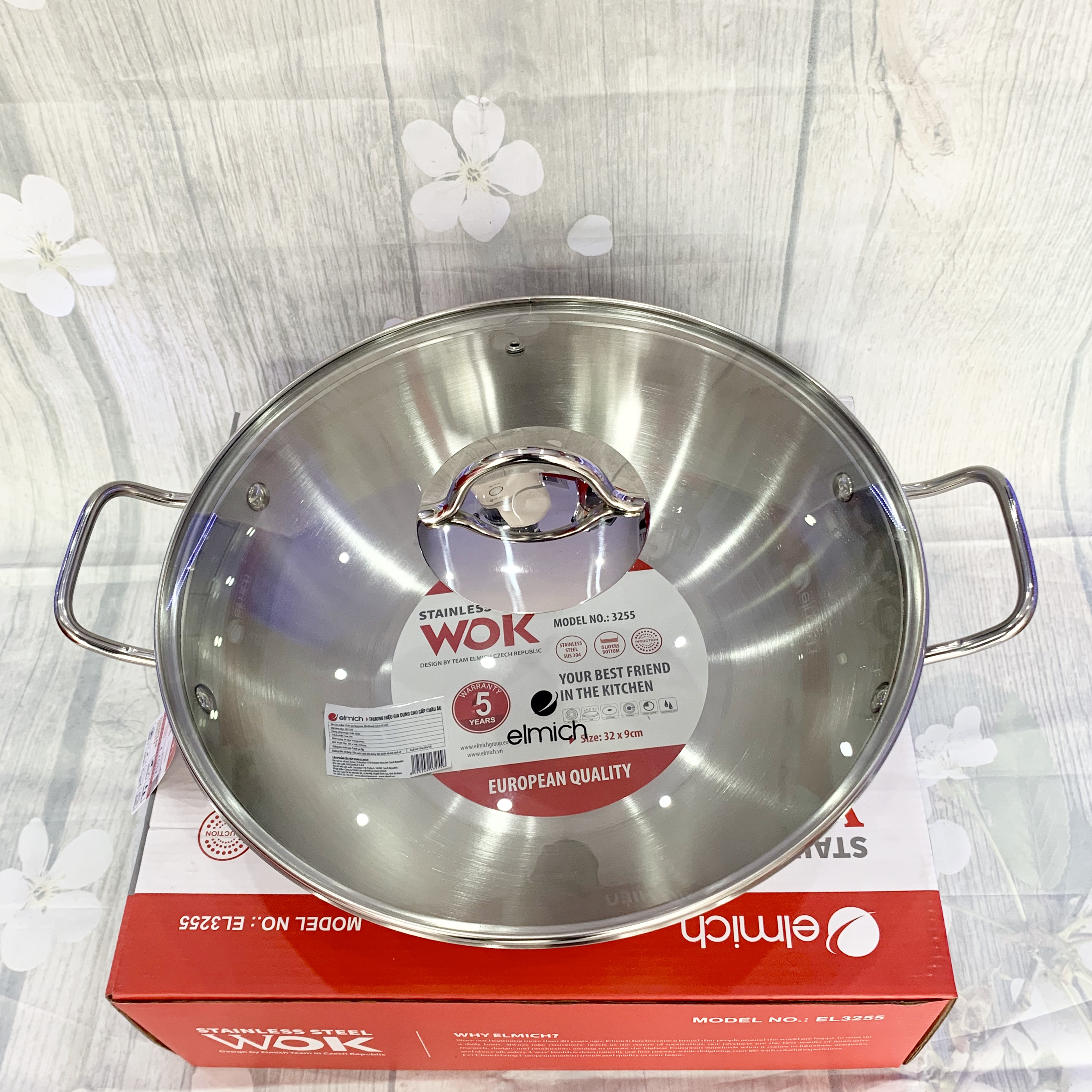 CHẢO SÂU LÒNG INOX 304 ELMICH 32CM EL3255