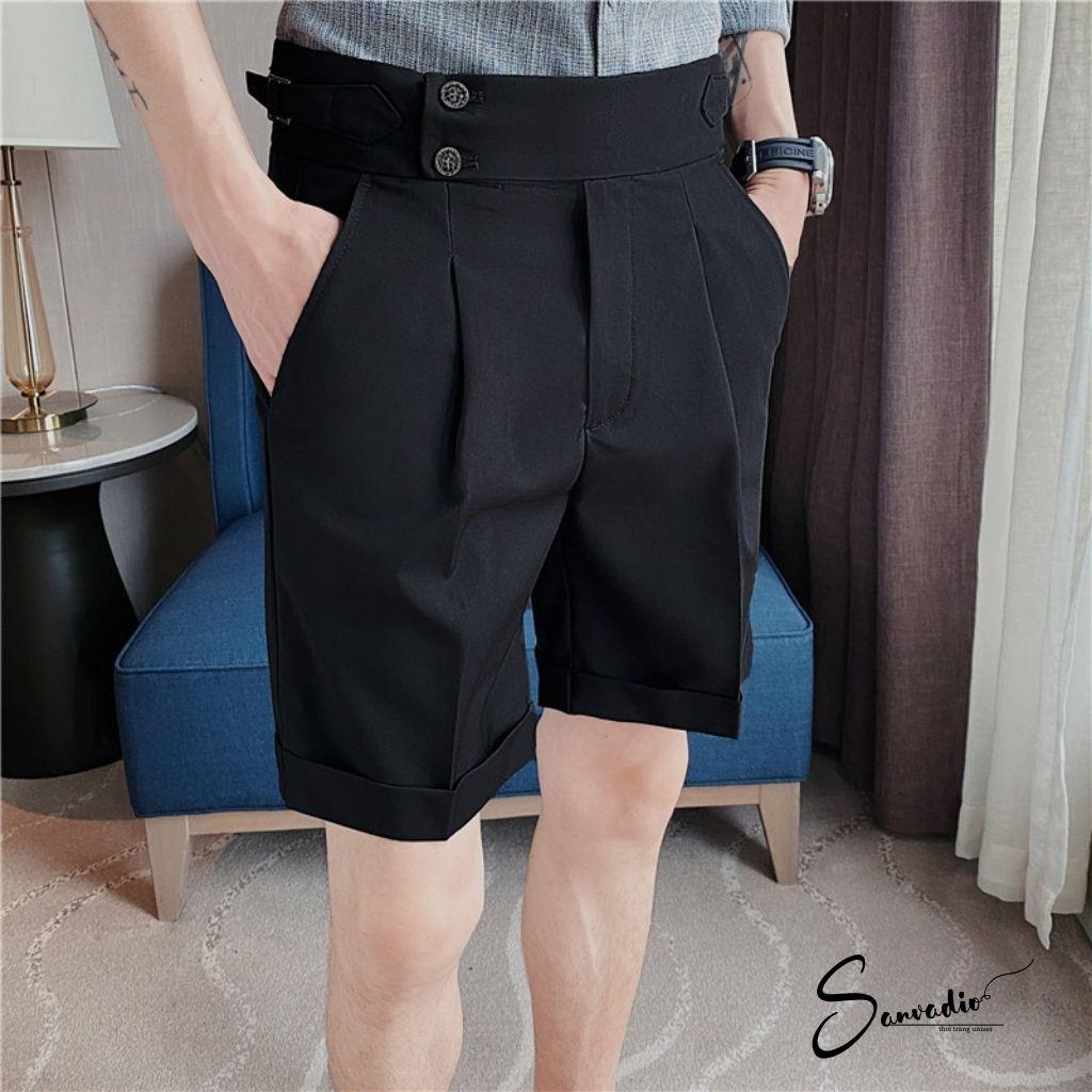 Quần Short Nam Sidetab SANVADIO Quần Tây Ống Ngắn Đứng Form Không Bai - Không Xù Thời Trang Hàn Quốc QS377