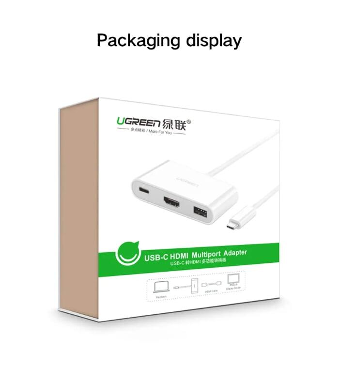 Ugreen UG30377US163TK Bộ chuyển đổi TYPE C sang USB 3.0 + HDMI + hỗ trợ nguồn TYPE C - HÀNG CHÍNH HÃNG