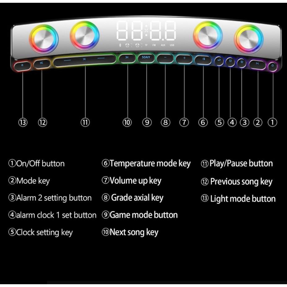 Loa Soundbar LED RGB bluetooth 5.0 Martian E-Sport Game Thủ full option