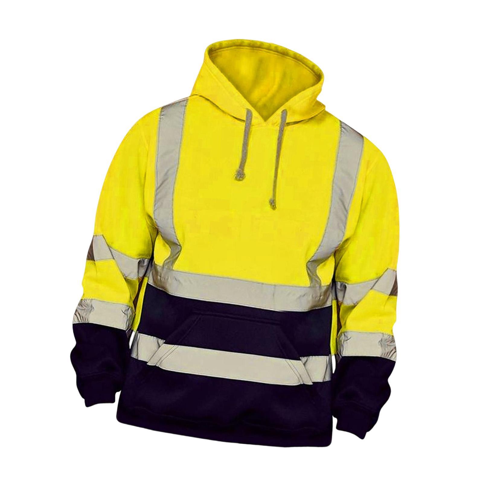 High Visibility Work Jacket Coat Mens Hoodie Sweatshirt for Roadside