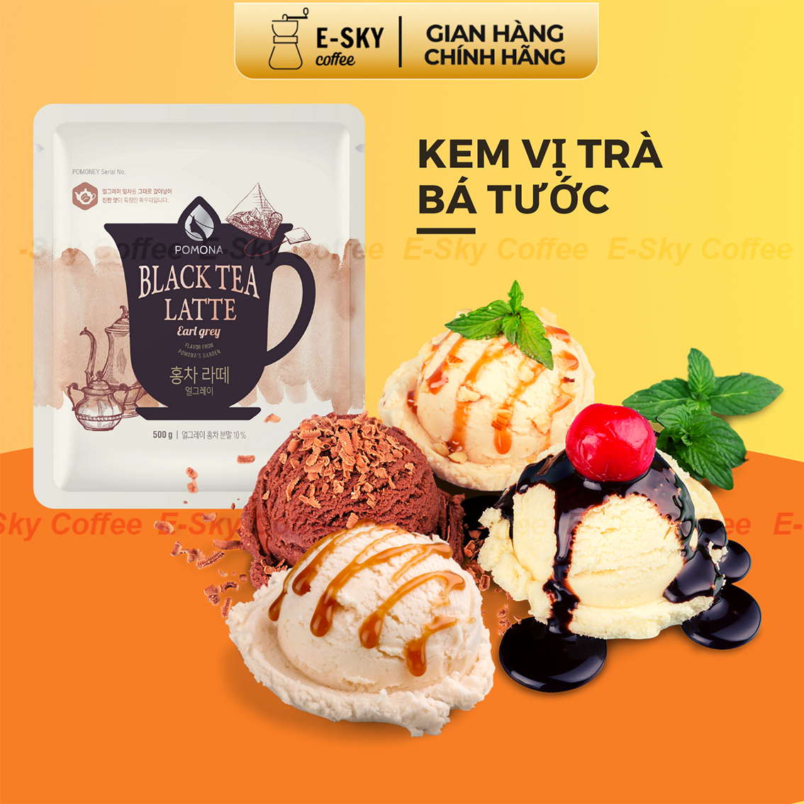 Bột Trà Bá Tước Pomona Earl Grey Tea Powder Nguyên Liệu Pha Chế Trà Sữa Milk Foam Hàn Quốc 500g