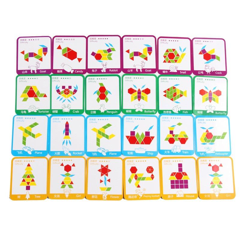 Ghép hình Pattern Block Montessori 155 chi tiết cho bé sáng tạo - Đồ chơi ghép hình Tangram