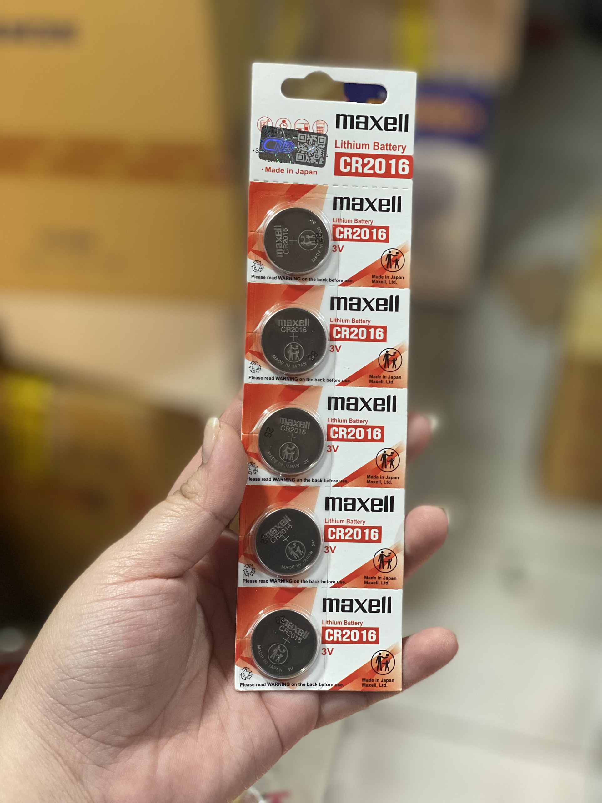 Pin CR2016 Maxell Lithium 3V vỉ 5 viên