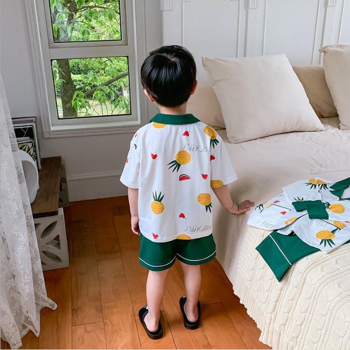 Set ngủ pijama ngắn trắng xanh cho bé S237