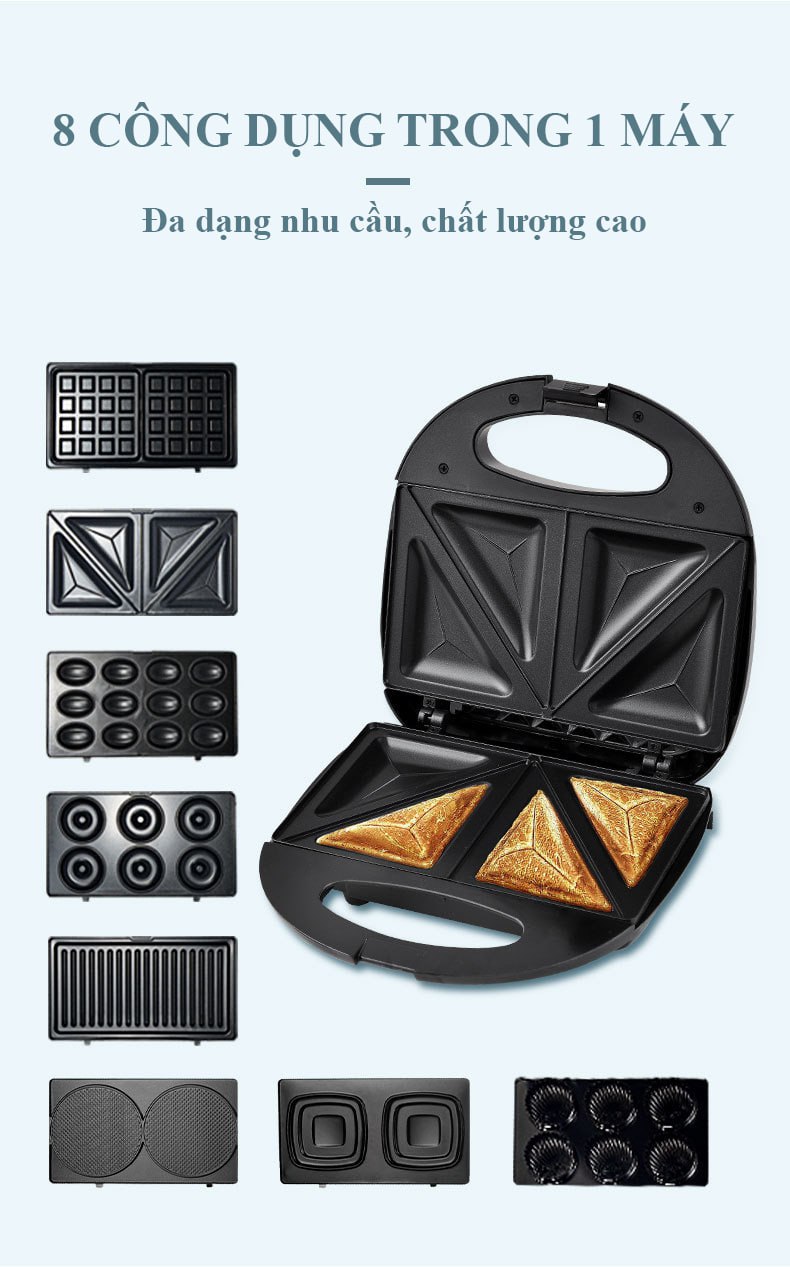 Máy nướng bánh mì, máy kẹp bánh mì sandwich đa năng SOKANY công suất 800W - HÀNG CHÍNH HÃNG - DELIYA