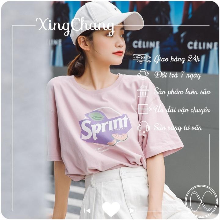Áo thun tay lỡ Hàn Quốc, Áo thun form rộng chất mịn đẹp in Sprint cá tính mã LXC65