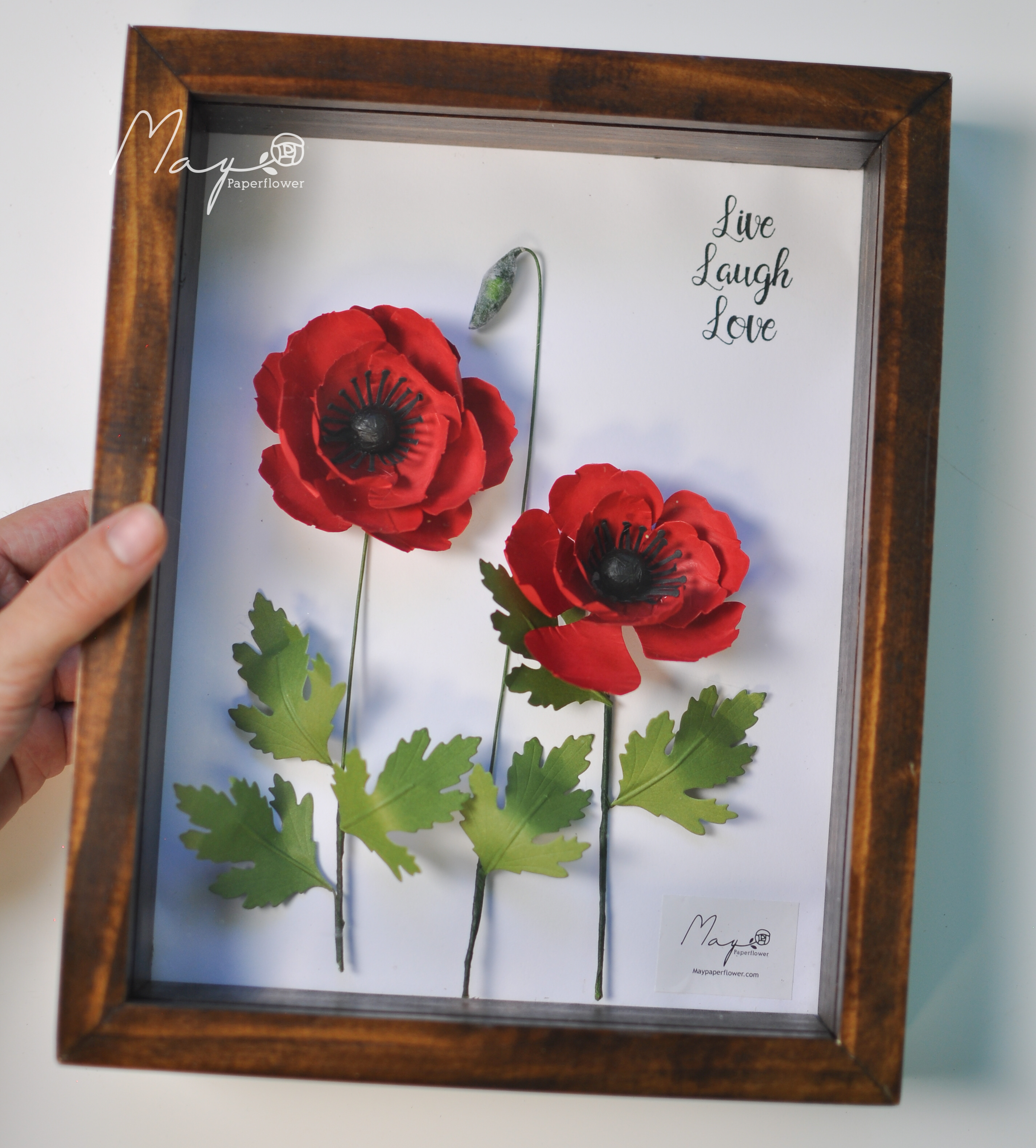 Tranh hoa giấy handmade trang trí cao cấp SIMPLICITY Hoa Poppy 20x25 cm - Maypaperflower Hoa giấy nghệ thuật