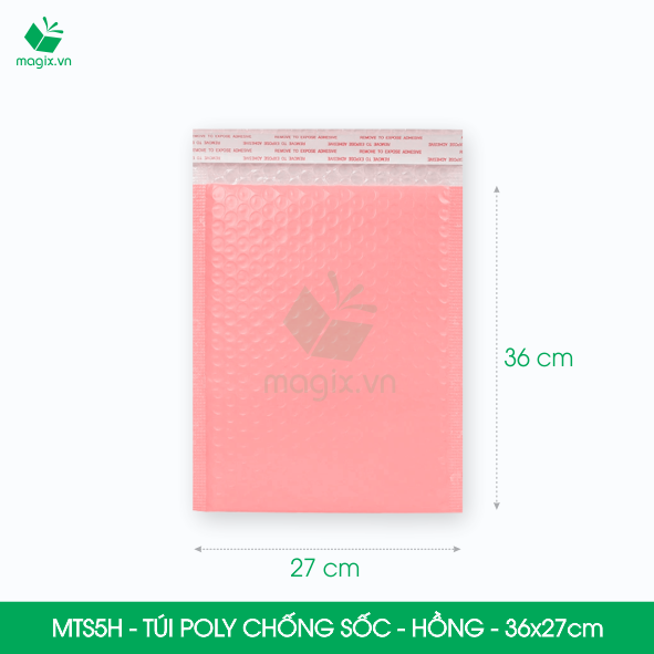 MTS5H - 36x27cm - COMBO 100 TÚI GÓI HÀNG CHỐNG SỐC BỌC BÓNG KHÍ MÀU HỒNG PASTEL