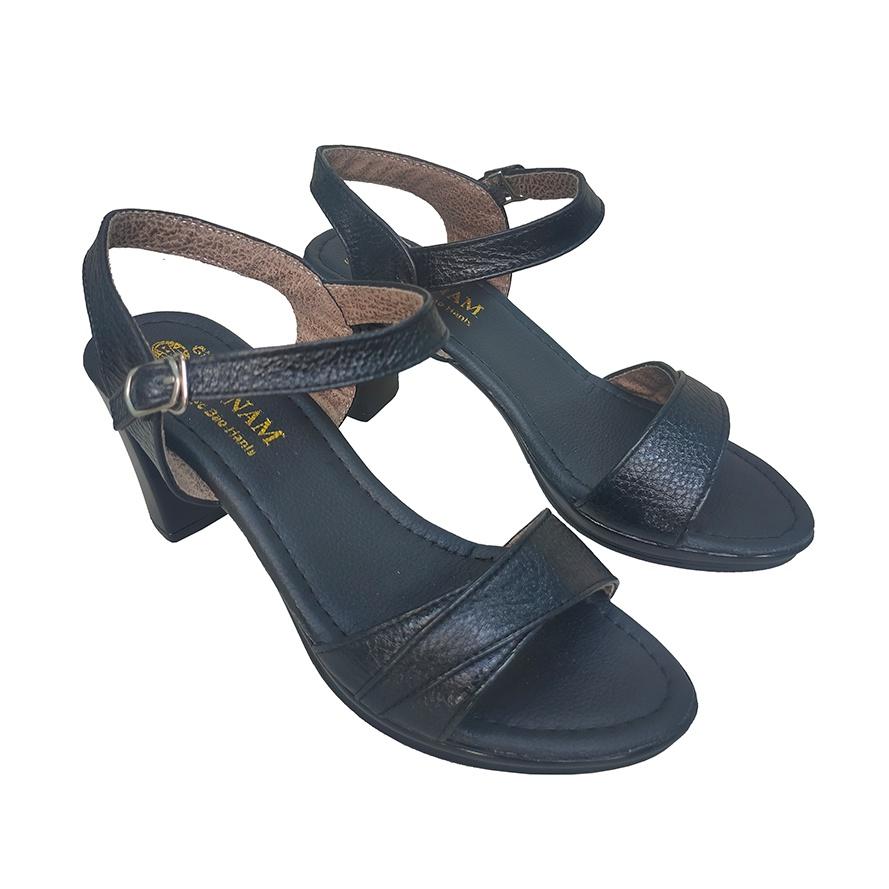 Giày Sandal Nữ Cao Gót TiTi ĐÔ Da Bò Thật Cao Cấp 7cm DNU2129b
