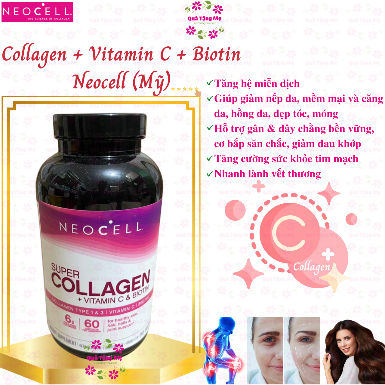 Collagen Neocell Type 1-3 Mỹ Hỗ trợ cang da, giảm nhăn da, giúp da, tóc, móng tay và khớp khỏe mạnh từ bên trong ra ngoài - QuaTangMe Extaste