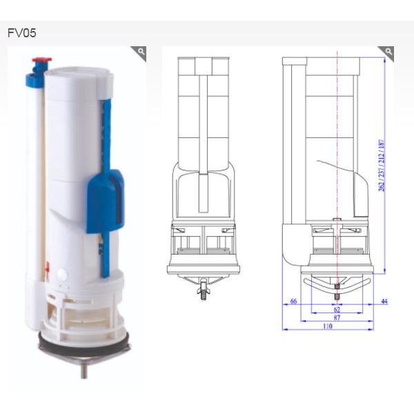 FV05 - Cây xả, cụm xả bồn cầu 2 nhấn liền khối