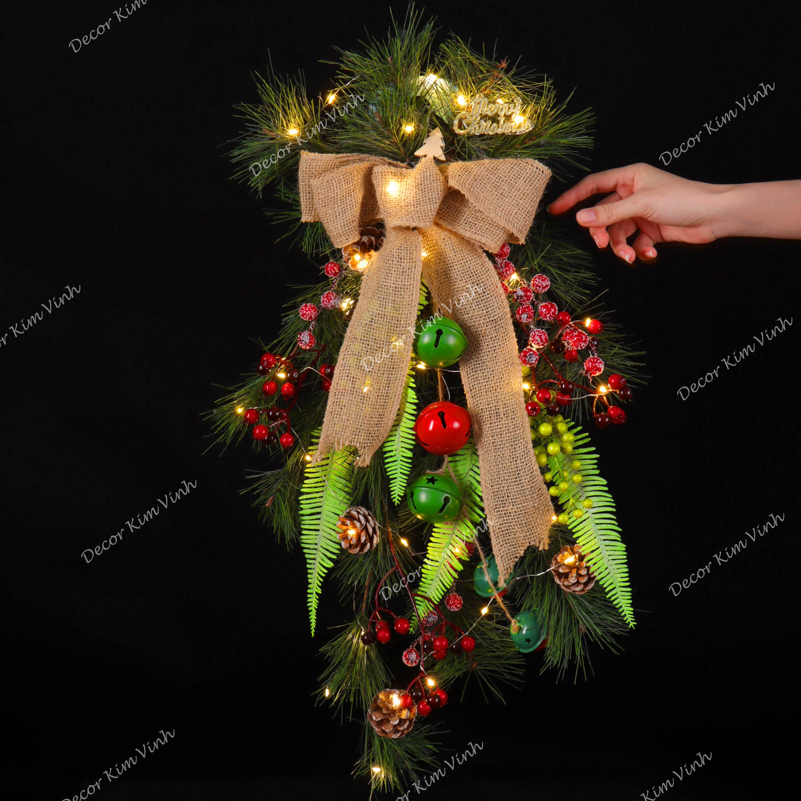 Dây Treo Chùm Thông CT10 Chùm Thông Lá Kim Trang Trí Noel Kèm đèn