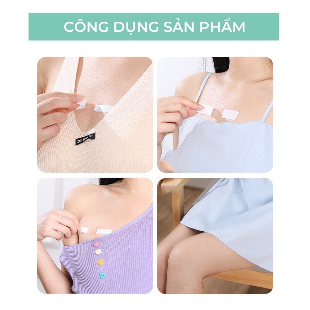 Miếng dán 2 mặt MIUHOME chống hở mép áo mép váy siêu mỏng trong suốt túi 36 miếng - Băng dính cố định quần áo