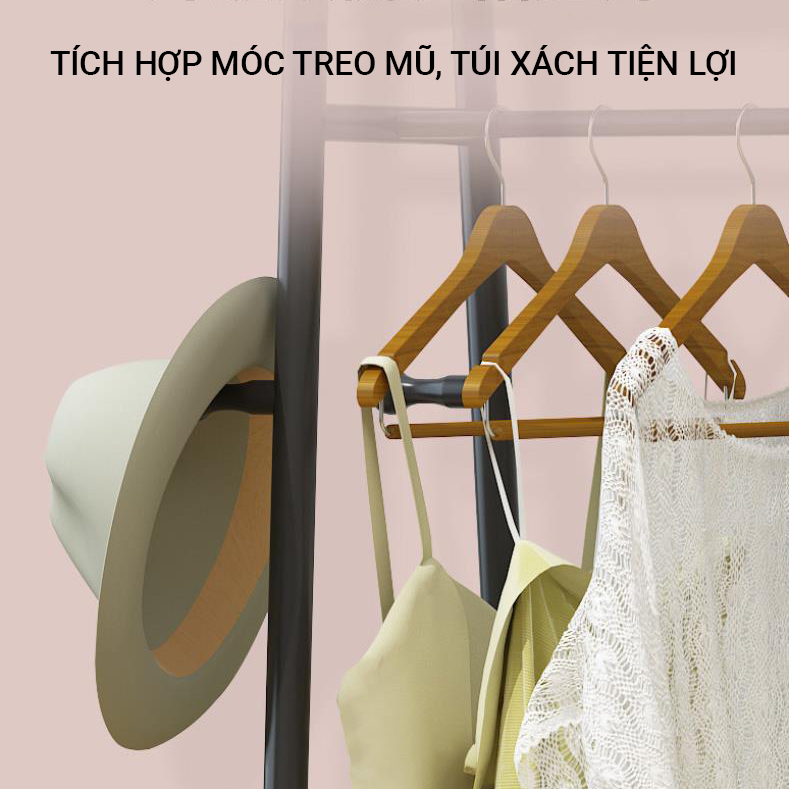 Giá treo quần áo 8 ngăn 2 thanh SIÊU CHƯA ĐỒ DOUBLE HANGER phong cách Hàn Quốc cao cấp cho cửa hàng VANDO, kệ giày kệ để đồ treo đồ tiện ích