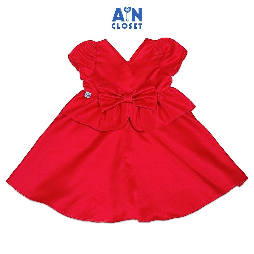Đầm công chúa bé gái họa tiết Nơ Đỏ Cổ Tim Tafta lụa - AICDBGD7GMXK - AIN Closet